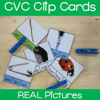 Preview of CVC Clip Cards with REAL Pictures