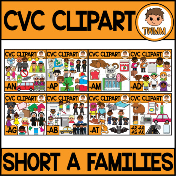 Preview of CVC Clipart Bundle l CVC Short A Word Families l TWMM Clip Art