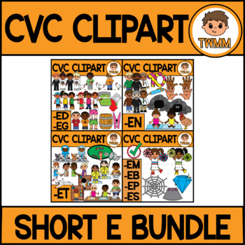Preview of CVC Clipart Bundle l CVC Short E Word Families l TWMM Clip Art