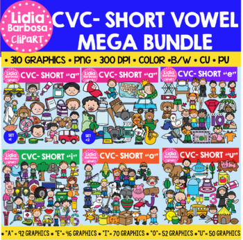 Preview of CVC Clipart- Short Vowel Mega Bundle