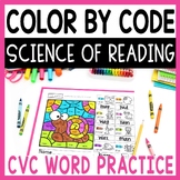 Color by CVC Word Code Worksheets - Short Vowel Read and F
