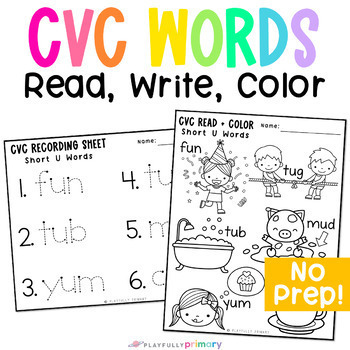 Preview of CVC Coloring Pages, Writing CVC Word Families with Pictures to Color