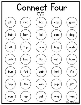 CVC Connect Four - Word Work or Small Groups! by The Creative Cricket