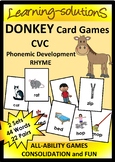 CVC Game - DONKEY - 2 Sets - 88 Words/44 Illustrated pairs