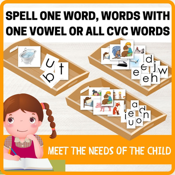 CVC Controlled Word Building Activity by Montessori Rainbow Materials