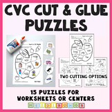 CVC Cut and Glue Puzzles -DECODABLE - DIFFERENTIATED - Hei