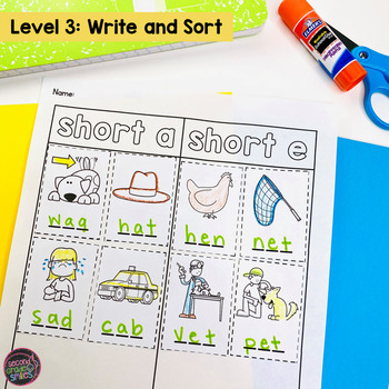 CVC Words Worksheets Cut and Paste Word Sorts