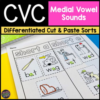 Preview of CVC Cut and Paste Word Sorts - CVC Words Worksheets - Differentiated CVC Centers