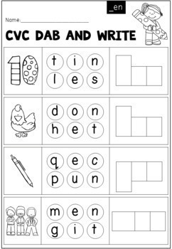 no prep cvc dab it word family worksheets by little