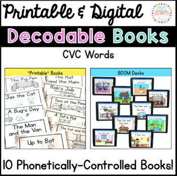 Preview of CVC Decodable Books Bundle 1: Printable and Digital