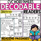 CVC Decodable Readers Passages Reading Comprehension Worksheets