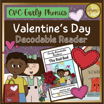 Preview of CVC Decodable Readers Valentine's Day Book Kindergarten- The Red Bud