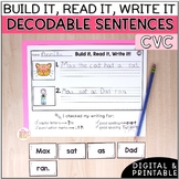 CVC Decodable Sentence Building Activities - Print and Digital