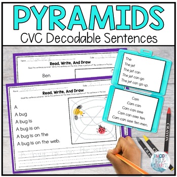 Preview of CVC Decodable Sentence Pyramids with Handwriting Sentence Practice