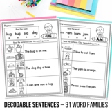 CVC Decodable Sentences CVC Word Family Worksheets Short V