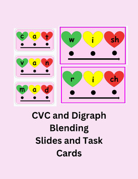 Preview of CVC & Digraph Blending Slides and Task Cards