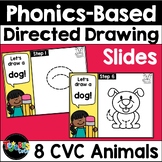 CVC Directed Drawing Slides | Phonics Based Draw and Label