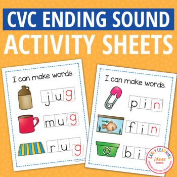 Preview of CVC Decodable Words Ending Phoneme Segmentation Blending & Deletion Worksheet