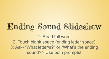 Preview of CVC Ending Sound including digraphs slideshow small group and 1:1 work