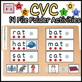 Preview of 14 CVC File Folder Activities | Short Vowels | Spelling/Reading/Phonics