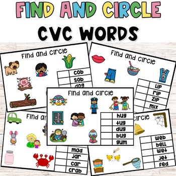 CVC Find and Circle Task Cards | Literacy Center Activity | TPT