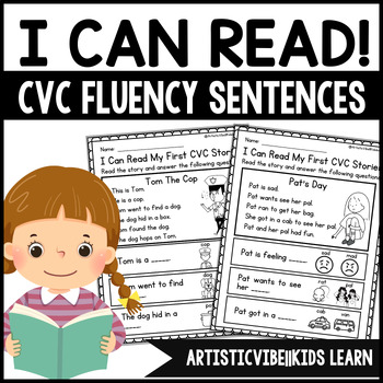 Preview of CVC Fluency Sentences 1st grade worksheet kindergraten writing sentences fluency