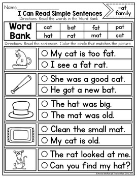 cvc fluency simple sentences by the moffatt girls tpt