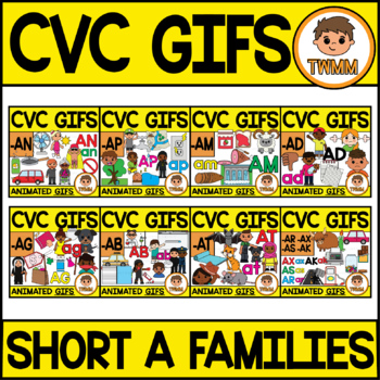 Preview of CVC GIFS Bundle l CVC Short A Word Families l TWMM Clip Art