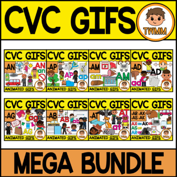 Preview of CVC GIFS MEGA BUNDLE l CVC Word Families l TWMM Clip Art