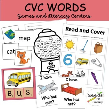 CVC Games/Literacy Centers- ESL by Seedsforteachers | TPT