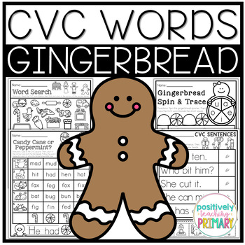 Preview of CVC Gingerbread | No Prep Worksheets