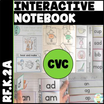 Preview of CVC Word Family Interactive Notebook Kindergarten Recognizing Rhyme {RF.K.2a}