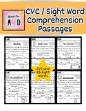 CVC / K5 Sight Word Decodable Comprehension Passages- With