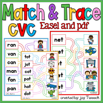 Preview of CVC WORDS WORKSHEETS | 48 MATCH & TRACE ACTIVITIES | COMPUTER SKILLS
