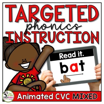 Preview of CVC Words Short Vowels MIXED PowerPoints & Videos Phonics Instruction & Centers