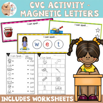 Preview of CVC Magnetic Word Mats and No-Prep Printables Worksheets