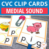 CVC Words Medial Sound Clip Cards