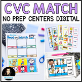 CVC Match No Prep Centers and Digital Matching CVC Words