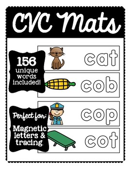 Preview of CVC Mats (for Magnetic Letters, Play-doh Mats, & Tracing Practice!)