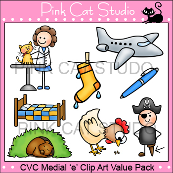 Preview of Middle 'e' CVC Clip Art Value Pack - Personal or Commercial Use