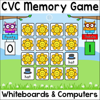 Preview of CVC Game: Short Vowel Sounds Memory Game: In-Class & Distance Learning