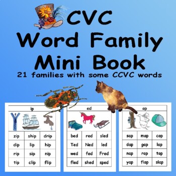 Preview of CVC Mini Books and Flash Cards including Rhyming Words COLOR and BW