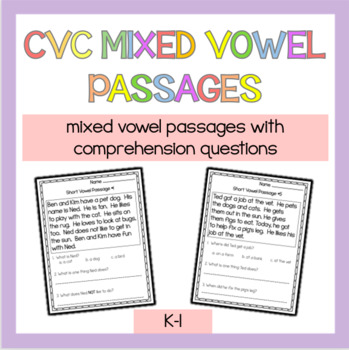 Preview of CVC Mixed Vowel Passages with Comprehension Questions