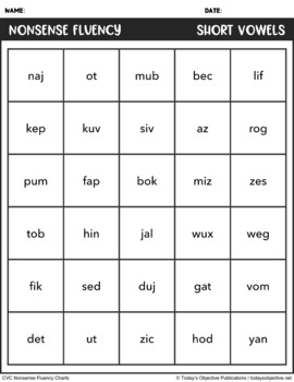 Word Fluency Chart