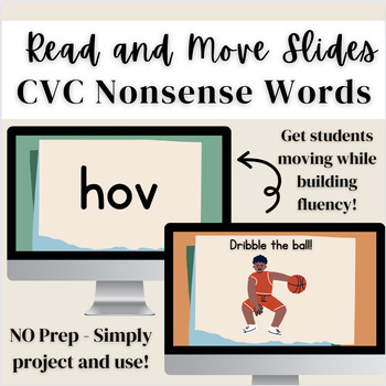 Preview of CVC Nonsense Word Fluency Read and Move Digital Slides - Sports