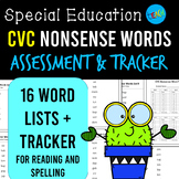 CVC Nonsense Words Assessment and Tracker for Reading AND 