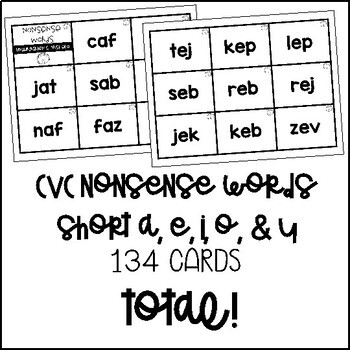 CVC Nonsense Words Flashcards by Babbling Abby | TpT