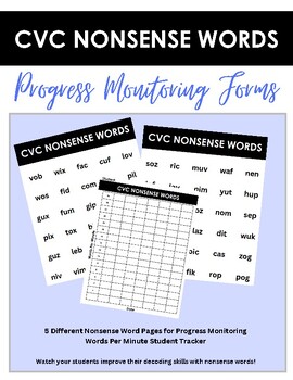Preview of CVC Nonsense Words - Progress Monitoring