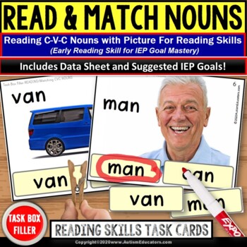 Preview of CVC Nouns for Reading and Matching TASK BOX FILLER for Special Education