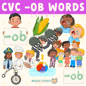 Preview of CVC -OB Word Family Clipart